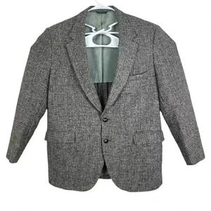 Vintage 44R Classic Harris Tweed 100%‎ Wool Gray Blazer Sport Coat Jacket USA